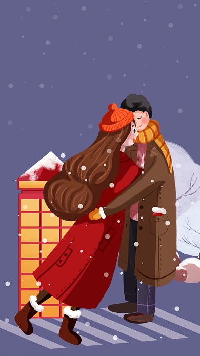 创意插画十二月你好手机海报背景