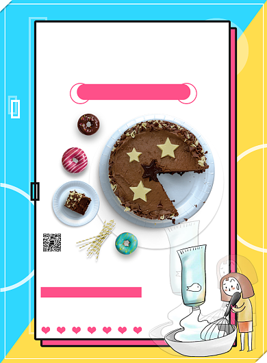 黄蓝双拼简约糕点海报背景