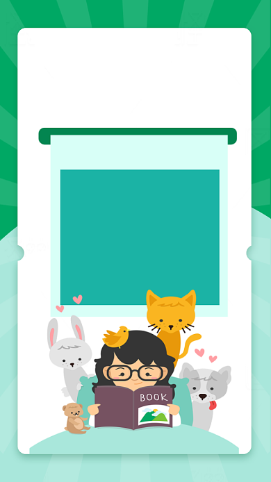 绿色卡通阅读时光亲子阅读培训海报背景