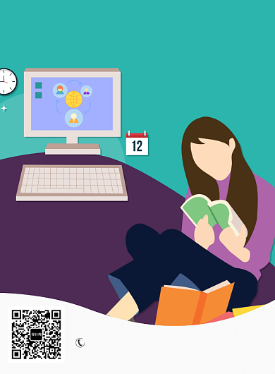 色彩创意手绘插画线上培训宣传印刷海报背景