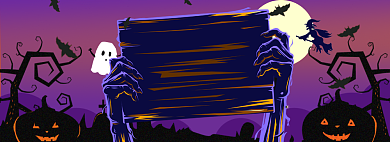 黑紫万圣节淘宝banner图背景