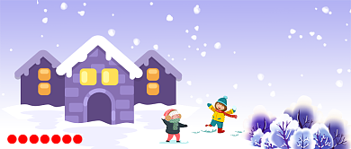 浅紫色渐变下雪天打雪仗冬天节气立冬房屋微信公众号素材图片背景