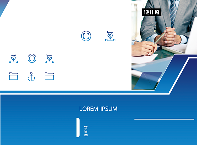 蓝色几何大气企业商务三折页模板背景