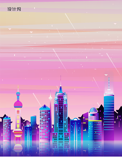 渐变大气科技智慧城市广告印刷海报模板背景