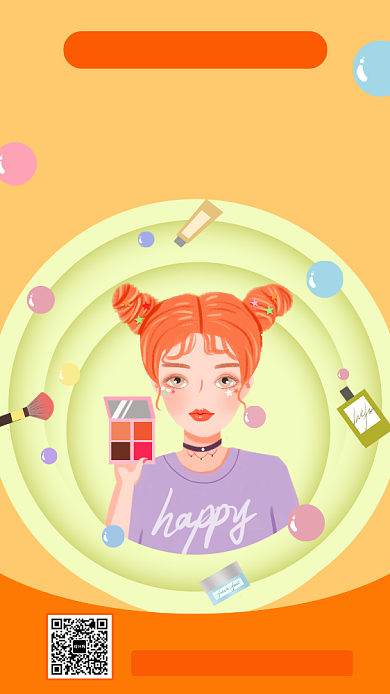 手绘美妆课程促销手机海报背景