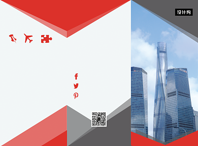 红色大气几何企业招商三折页模板背景