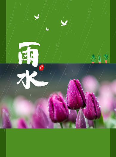时尚节气雨水印刷海报背景
