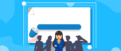 蓝色卡通简约高薪挑战女孩公众号首图背景