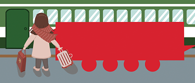 绿色卡通火车平安春运吉祥如意公众号首图背景