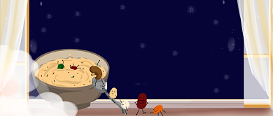 深蓝色窗台夜空飘雪冬季腊八节腊八粥微信公众号素材图片背景