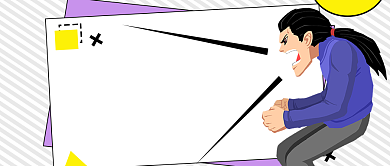 简约线条卡通白色幽默怒吼公众号首图背景