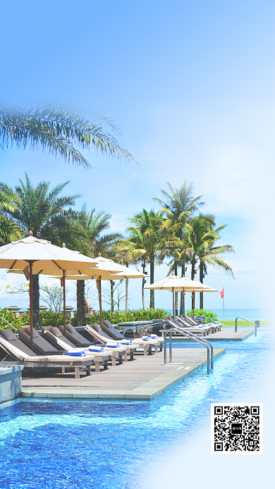 清新插画海南旅游手机海报背景