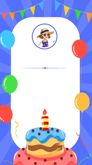 蓝色卡通生日快乐贺卡海报背景