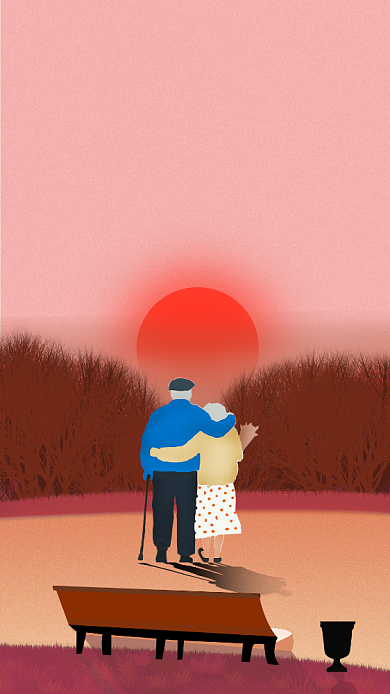 简约关爱老人手机海报背景