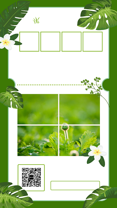 简约绿色小清新春分节气手机海报背景