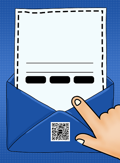 蓝色卡通信封网络线上招聘面试海报背景