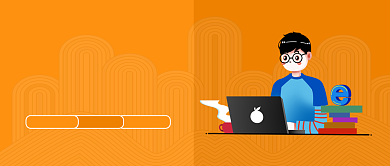 橙色卡通电脑新媒体开发新趋势公众号首图背景