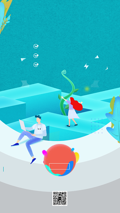 清新2.5D手绘在线课堂促销海报背景