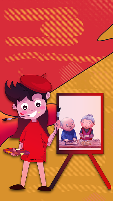 手绘卡通春运回家过年海报背景