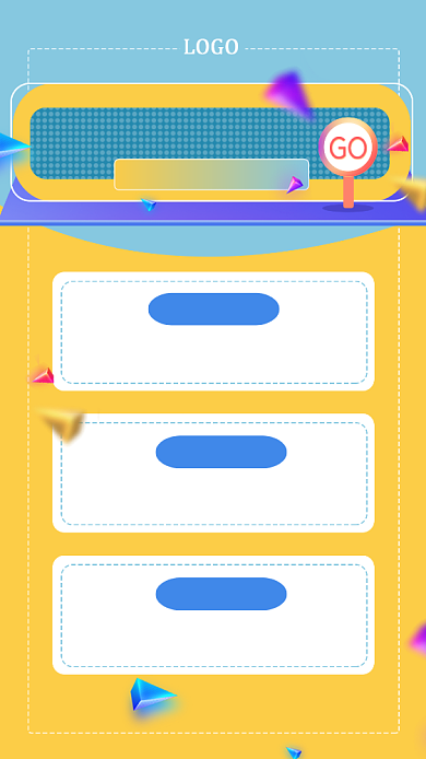 黄蓝扁平网上金融课程手机海报模板背景