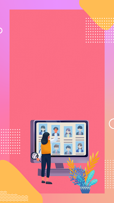 创意插画人才招聘手机海报背景