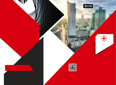 红色时尚简约企业宣传三折页模板背景