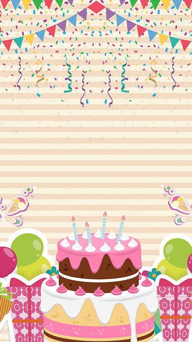 卡通生日快乐手机海报背景