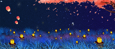 中元节孔明灯首图背景