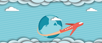 过年回家没车票坐飞机回家卡通手绘手机首图背景