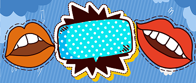 蓝色幽默搞笑段子嘴巴公众号首图背景