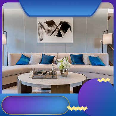 紫色蓝色家居沙发双十一返场直通车背景