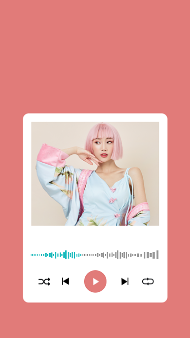 粉色时尚音乐播放器女生手机海报背景