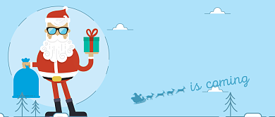 浅蓝冷色圣诞老人领圣诞好礼公众号首图背景