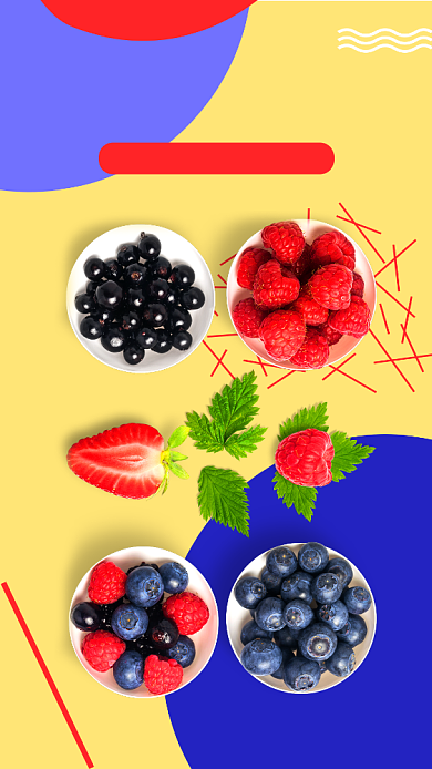 简约明亮果蔬手机海报背景