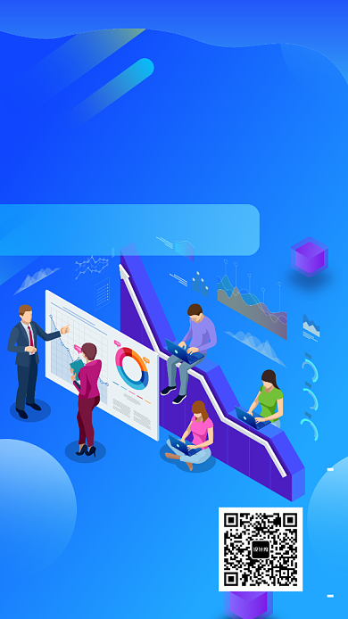 蓝色25D招聘手机海报背景