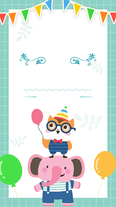蓝色卡通生日快乐邀请函背景