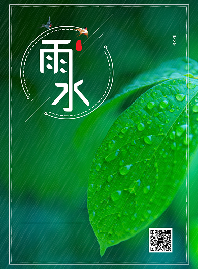 时尚雨水节气印刷海报背景