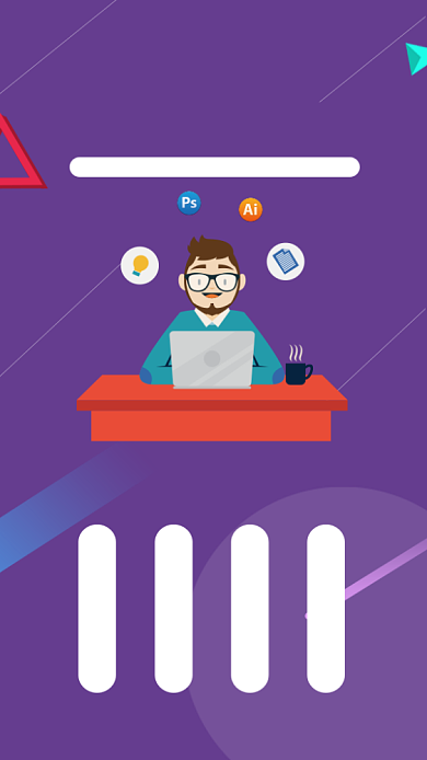 紫色设计师招聘手机海报背景