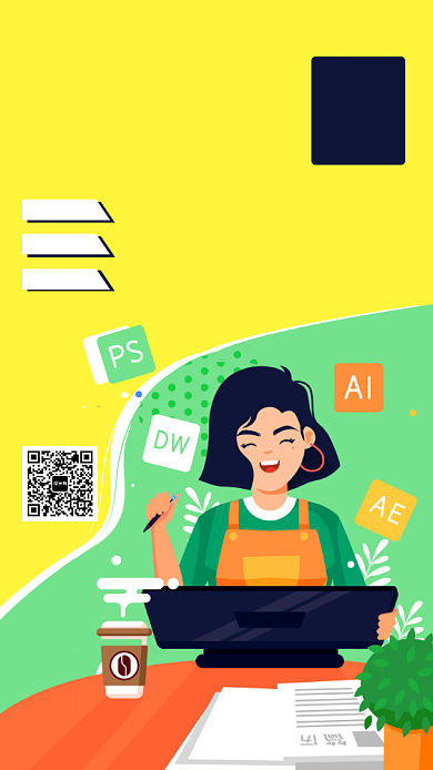 扁平线上面试手机海报背景