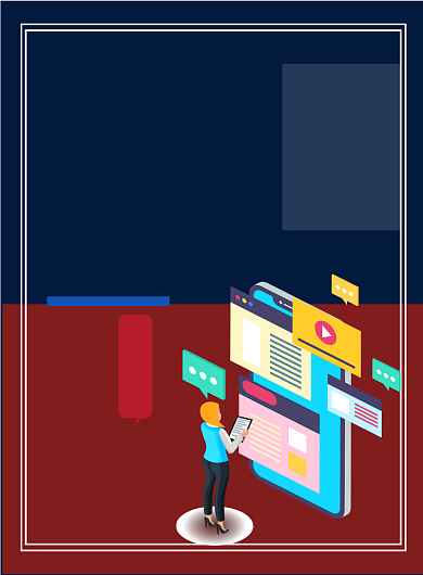 大气线上办公专员招聘印刷海报背景