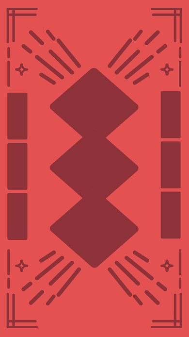 创意插画新年集五福手机海报背景