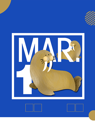 蓝色手绘卡通国际海豹节宣传海豹海报背景