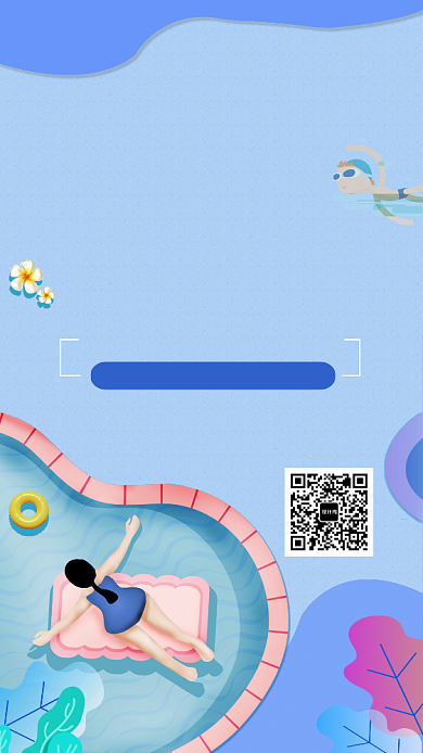清新卡通游泳健身手机海报背景