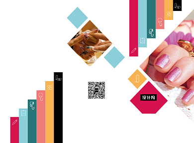 时尚简约专业美甲宣传三折页模板背景