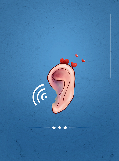 蓝色卡通简约全国爱耳日节日海报背景