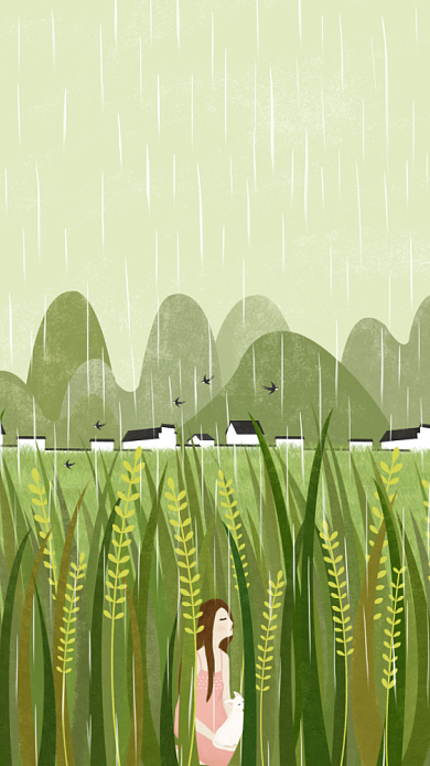 谷雨简约手机海报背景