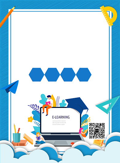 蓝色创意手绘卡通线上培训招生宣传海报背景