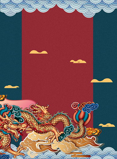 中国风剪龙头理发店宣传海报背景