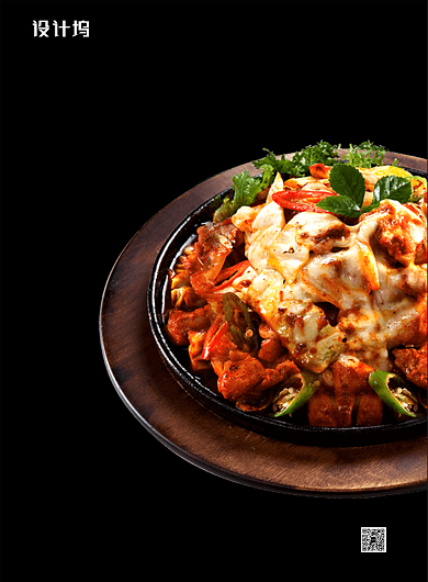 铁板烧猪杂骨美食海报背景