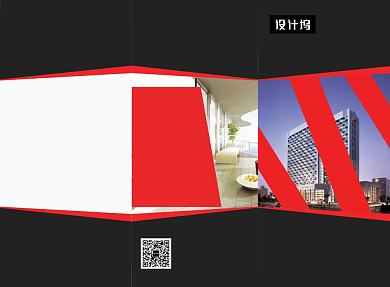 红黑商务大气洋房别墅三折页模板背景